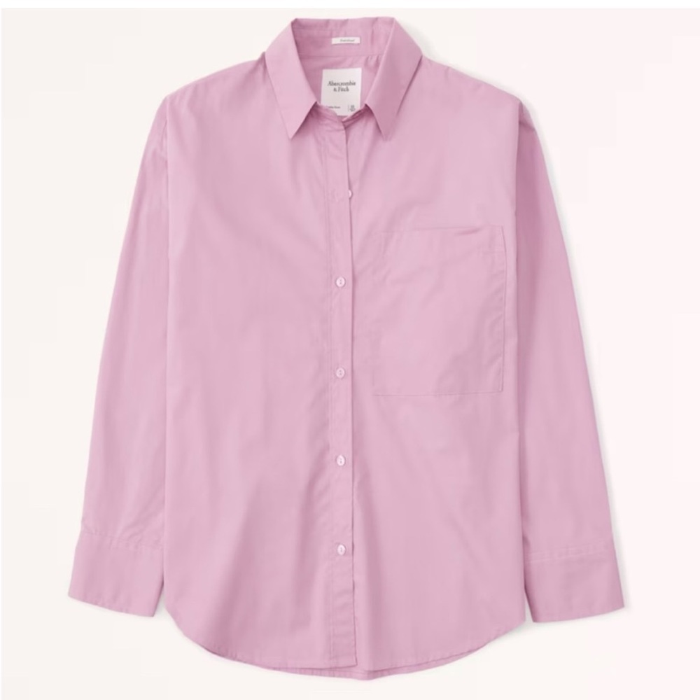 Abercrombie & Fitch Oversized Purple Poplin Button Down